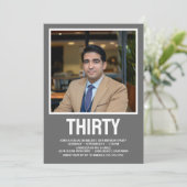 Modernes DRITTEN Foto 30. Geburtstag Party Einladung (Stehend Vorderseite)