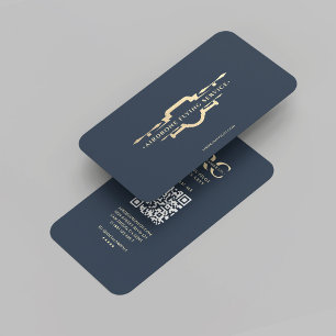 Modernes Drohnenpilot Dunkelblau-Gold-Monogramm Visitenkarte