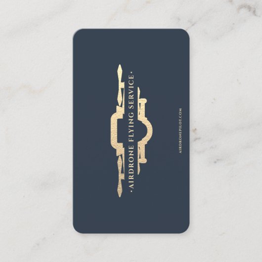 Modernes Drohnenpilot Dunkelblau-Gold-Monogramm Visitenkarte (Vorderseite)