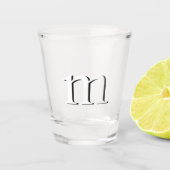 Modernes Drop-Shadow Monogramm, erster Fall Schnapsglas (Vorderseite)