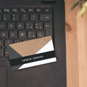 Modernes DruckPACKPAPIER-graues Weiß geometrisch Visitenkarte