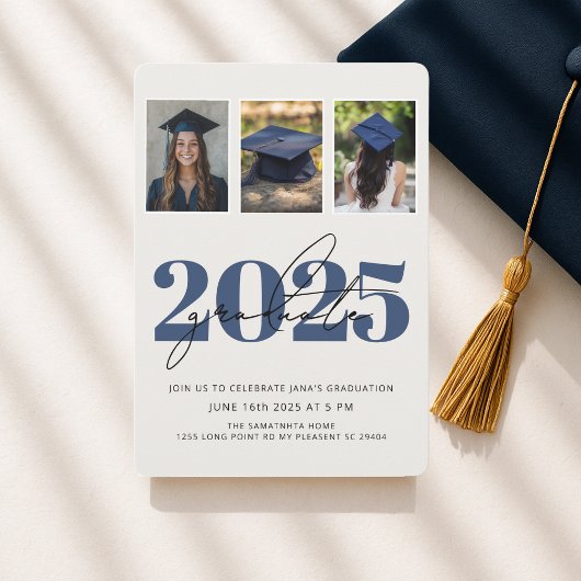 Modernes Dual-Foto 2025-Abschluss Einladung