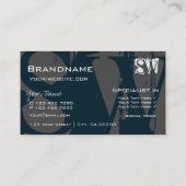 Modernes Dunkelblau Weiß und Grau Cool mit Initial Visitenkarte (Rückseite)