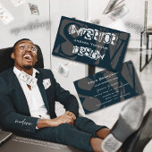 Modernes Dunkelblau weiß und grau Cool mit Monogra Visitenkarte