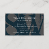 Modernes Dunkelblau weiß und grau Cool mit Monogra Visitenkarte (Rückseite)