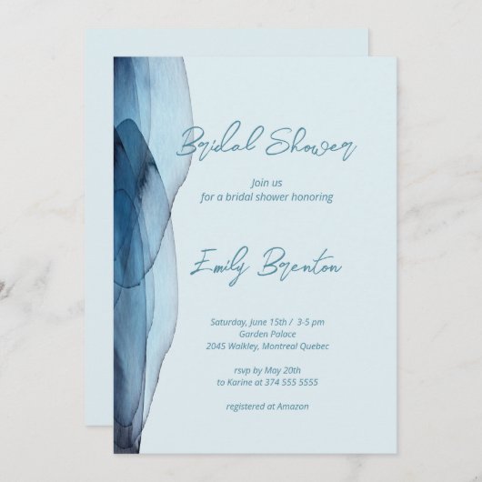 Modernes, dunkelblaues Brautparty Einladung (Vorne/Hinten)