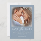 Modernes, dunkelblaues Foto für Hochzeiten retten Save The Date (Vorderseite)