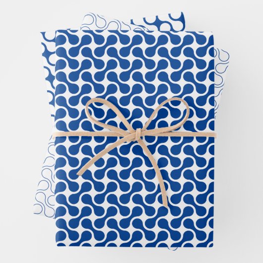 Modernes dunkelblaues geometrisches Metaballmuster Geschenkpapier Set (Beispiel)