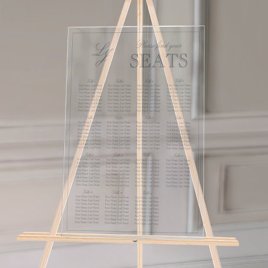 Modernes, dunkelblaues Mongram-Skript-Hochzeitssti Acrylschild