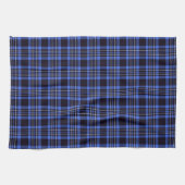 Modernes dunkelblaues Tartan-Kariertes Muster Geschirrtuch (Horizontal)