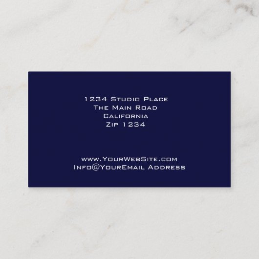 Modernes dunkelblaues und weiß visitenkarte (Rückseite)