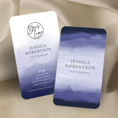 Modernes, dunkelblaues, wasserfarbenes Berufliches Visitenkarte