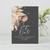 Modernes dunkelböhmisches botanisches Pampasgras Save The Date (Stehend Vorderseite)