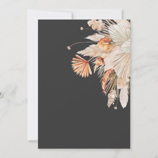 Modernes dunkelböhmisches botanisches Pampasgras Save The Date (Rückseite)