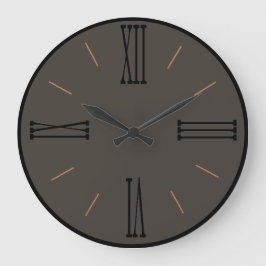 Modernes Dunkelbraun mit schwarzem Trimm Große Wanduhr