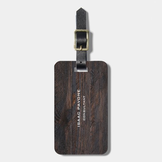 Modernes dunkelbraunes Holzdesign Beruflich Gepäckanhänger (Vorderseite vertikal)