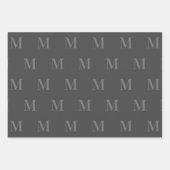 Modernes Dunkelgrau-Minimalistisches Monogramm Geschenkpapier Set (Vorderseite 2)