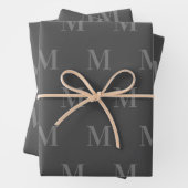 Modernes Dunkelgrau-Minimalistisches Monogramm Geschenkpapier Set (Beispiel)
