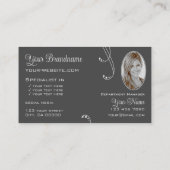 Modernes Dunkelgrau Verziert mit Logo und Foto Visitenkarte (Rückseite)