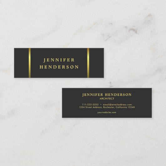 Modernes, dunkelgraues Gold beruflich Mini Visitenkarte (Vorne/Hinten)