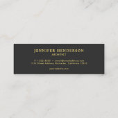 Modernes, dunkelgraues Gold beruflich Mini Visitenkarte (Rückseite)