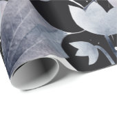 Modernes dunkelgraues Schwarz-weißes Blumenpapier Geschenkpapier (Rolleneckpunkt)