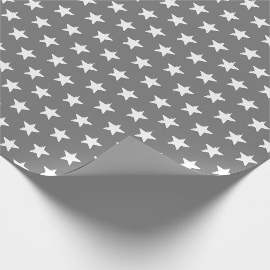 Modernes dunkelgraues und weißes Sternenmuster Geschenkpapier (Ecke)