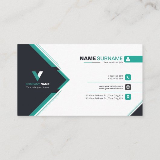 Modernes Dunkelgrün Visitenkarte (Rückseite)