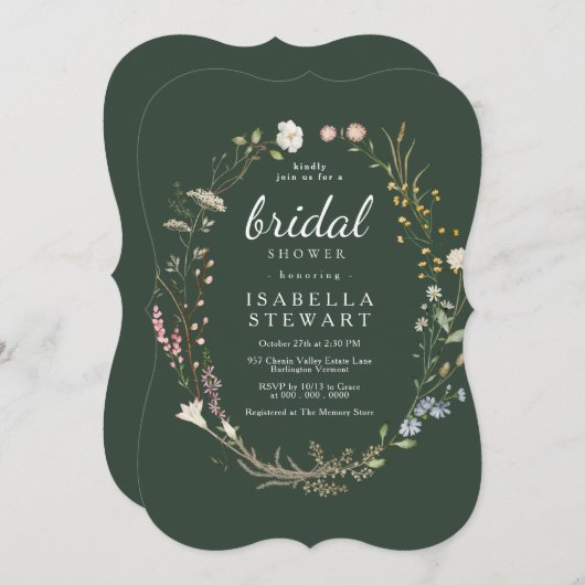 Modernes dunkelgrünes elegantes Brautparty zur Wil Einladung (Vorne/Hinten)