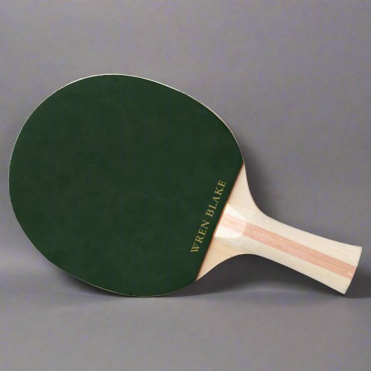 Modernes dunkelgrünes Leder und Name des Gold-Scri Tischtennis Schläger