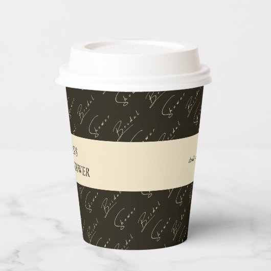 Modernes dunkelgrünes Muster-Brautparty Pappbecher (Links)