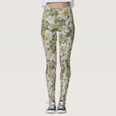 Modernes dunkelgrünes Olive FLordesign Leggings (Vorderseite)