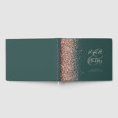 Modernes dunkelgrünes Rose Gold Glitzer Script Gästebuch (Voll)