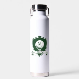 Modernes dunkelgrünes und weißes Namensinitial-Mon Trinkflasche