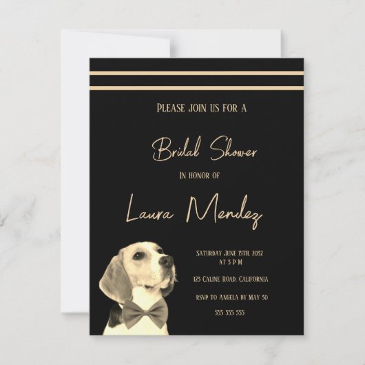 Modernes Dunkelhund Brautparty Invite (Vorderseite)