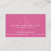 Modernes dunkelrosa Monogramm Beruflich Visitenkarte (Rückseite)