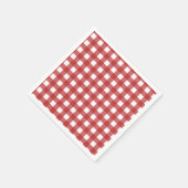 Modernes Dunkelrot und Hellweiß Gingham-Muster Serviette (Ecke)