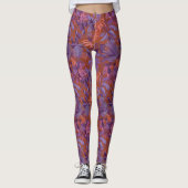 Modernes dunkelrotes Lila tropisches Leaf-Muster Leggings (Vorderseite)