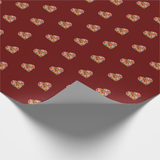 Modernes, dunkelrotes Musterpapier Geschenkpapier (Ecke)