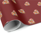 Modernes, dunkelrotes Musterpapier Geschenkpapier (Rolleneckpunkt)