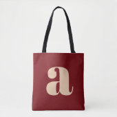 Modernes dunkelrotes Retro Monogramm Tasche (Vorderseite)