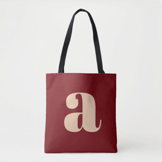 Modernes dunkelrotes Retro Monogramm Tasche (Vorderseite)