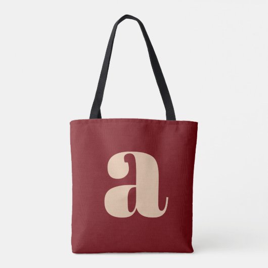 Modernes dunkelrotes Retro Monogramm Tasche (Rückseite)