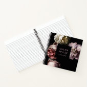 Modernes Dunkelschwarzes Vintages Blumenspiralpapi Notizblock (Innenseite)