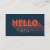 Modernes Dunkles Blau und Orange Hallo Visitenkarte (Vorderseite)