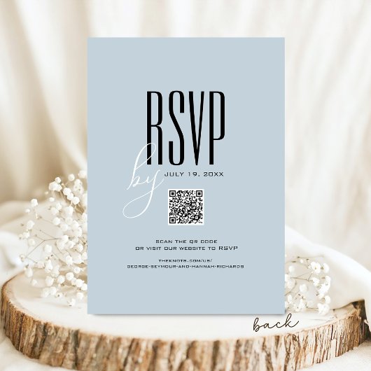 Modernes, dunkles Blau und schwarz einfacher QR Co Einladung