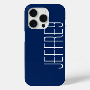 Modernes dunkles Blau & Weiß, Personalisierter Jum iPhone 15 Pro Hülle