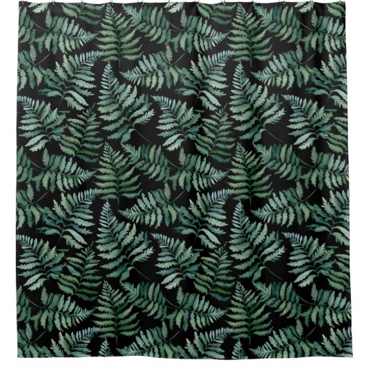 Modernes dunkles botanisches Fern Duschvorhang (Vorderseite)
