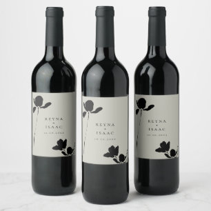 Modernes Dunkles Floral Personalisiert Weinetikett