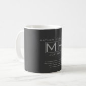 Modernes dunkles Grau & Grau Beruflich Kaffeetasse (Vorderseite Links)